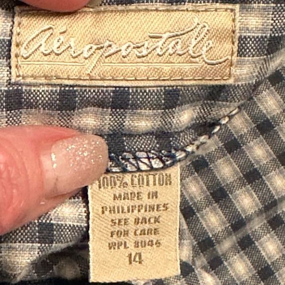 Aeropostale Skort Blue Plaid Front Pockets Cotton size 14 - Picture 5 of 5